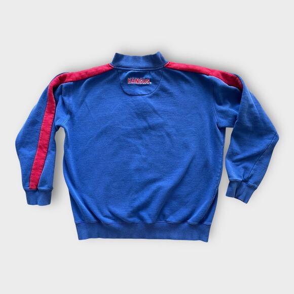 Vintage Kansas KU Jayhawks Embroidered Logo 1/4 Zip Pullover Sweatshirt sz XXL - Picture 3 of 9